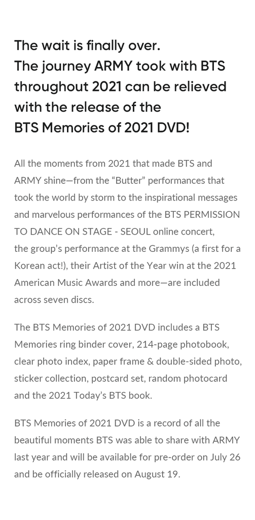 BTS - Memories Of 2021 [DVD] – MyOppa